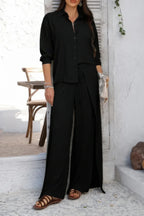 Two Pieces Split Solid Button Down Sets | Mixtshop LLC