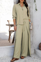 Two Pieces Split Solid Button Down Sets | Mixtshop LLC