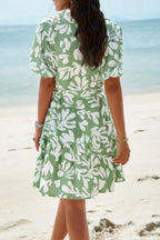 Random Print Button Down Belt Ruffle Midi Dress | Mixtshop LLC