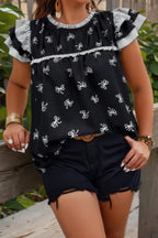 Plus Size Ruffle Hem Random Print Loose Shirt | Mixtshop LLC