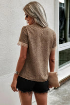 Animal Print V Neck Crop Short Sleeve Shirt | Mixtshop LLC