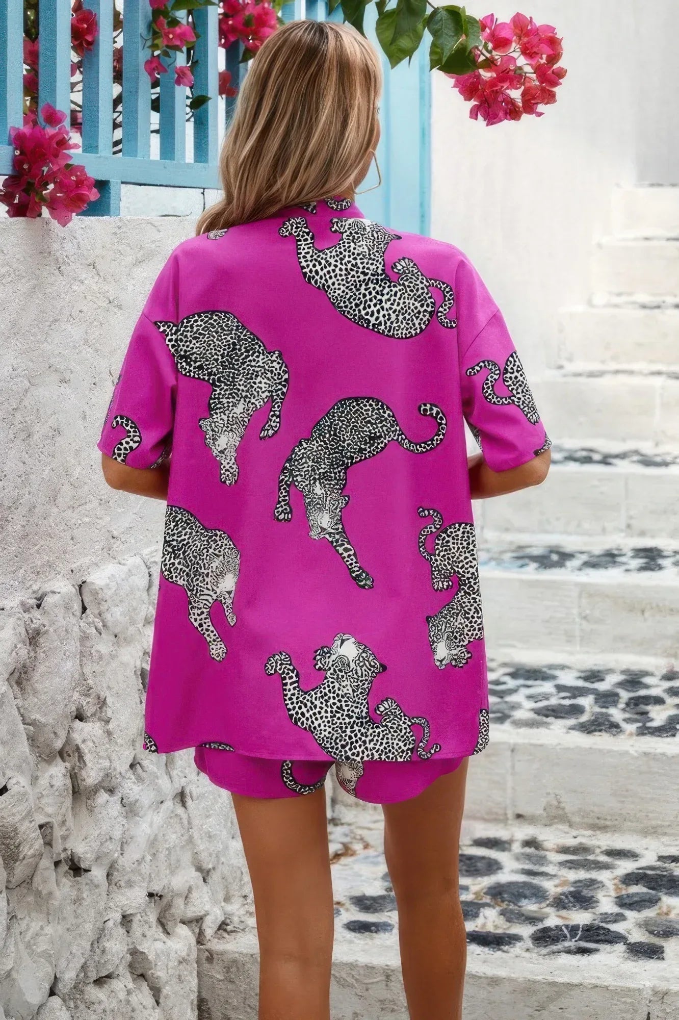 Two Piece Leopard Print Drop Shoulder Pockets Set | Mixtshop LLC