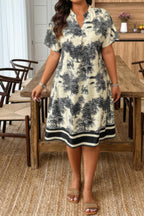 Plus Size Floral Print V Neck Fit Midi Dress | Mixtshop LLC
