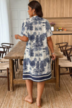 Plus Size Floral Print V Neck Fit Midi Dress | Mixtshop LLC