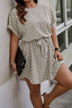 Plus Round Neck Printed Batwing Sleeve Loose Dress | Mixtshop LLC