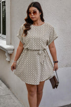 Plus Round Neck Printed Batwing Sleeve Loose Dress | Mixtshop LLC