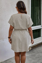 Plus Round Neck Printed Batwing Sleeve Loose Dress | Mixtshop LLC