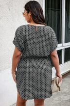 Plus Round Neck Printed Batwing Sleeve Loose Dress | Mixtshop LLC