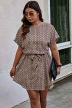 Plus Round Neck Printed Batwing Sleeve Loose Dress | Mixtshop LLC