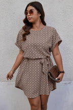 Plus Round Neck Printed Batwing Sleeve Loose Dress | Mixtshop LLC