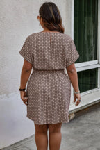 Plus Round Neck Printed Batwing Sleeve Loose Dress | Mixtshop LLC