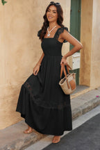 Solid Sleeveless Lace Patchwork Textured Dress | Mixtshop LLC