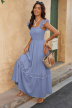 Solid Sleeveless Lace Patchwork Textured Dress | Mixtshop LLC