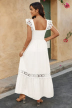 Solid Sleeveless Lace Patchwork Textured Dress | Mixtshop LLC