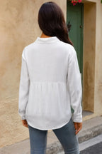 Allover Print V Neck Button Down Loose Blouse | Mixtshop LLC