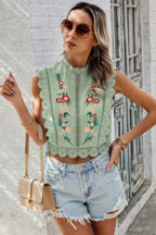 Sleeveless Floral Embroidery Guipure Lace Blouse | Mixtshop LLC