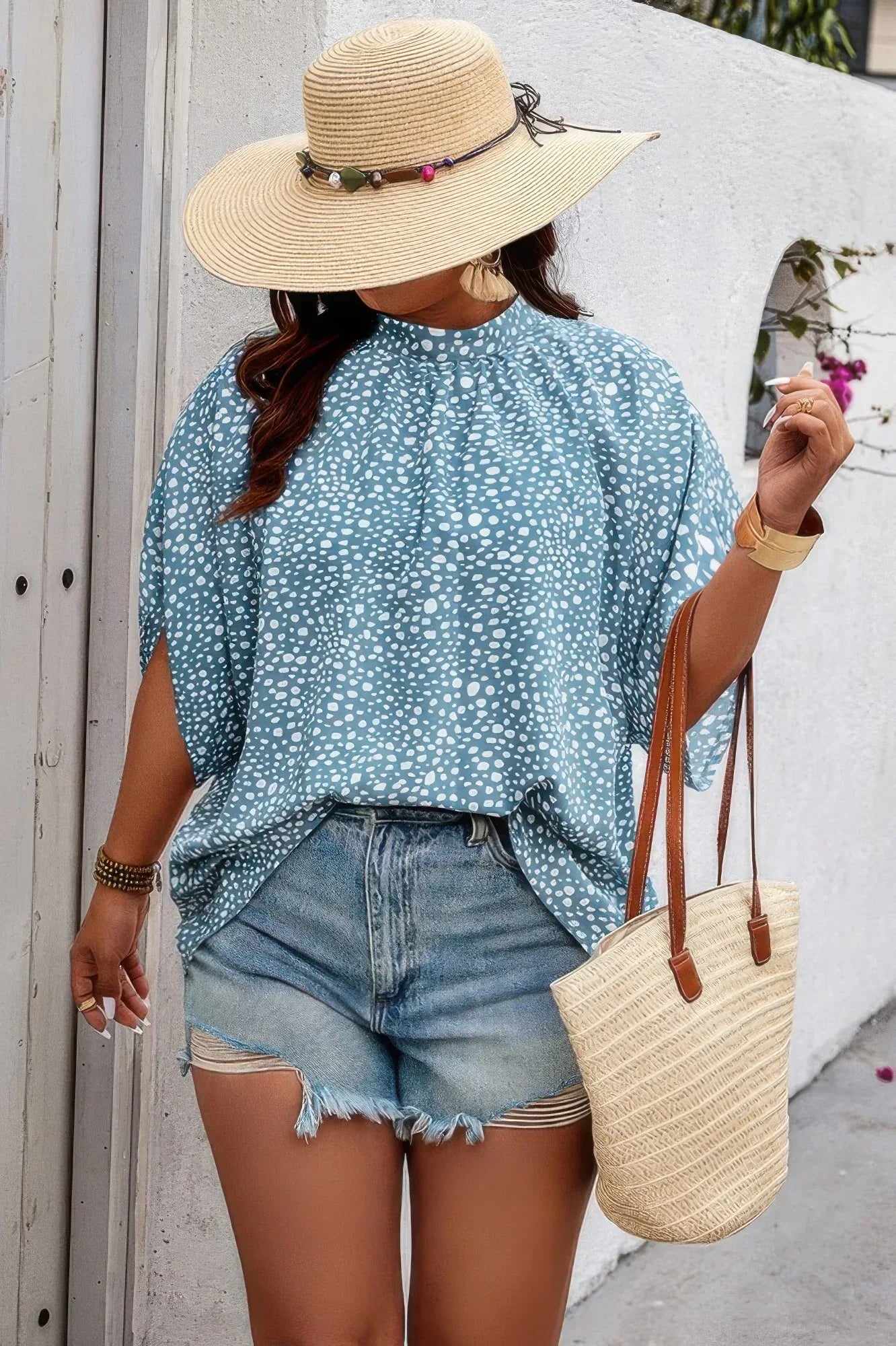 Plus Size Random Printed Short Sleeve Loose Shirt | Mixtshop LLC