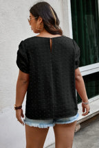 Plus Size Solid Swiss Dots Short Sleeve Blouse | Mixtshop LLC
