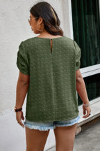 Plus Size Solid Swiss Dots Short Sleeve Blouse | Mixtshop LLC