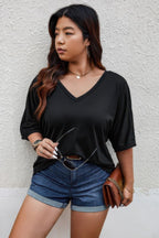 Plus Size Solid Drop Shoulder Short Sleeve Shirt | Mixtshop LLC