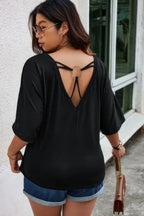 Plus Size Solid Drop Shoulder Short Sleeve Shirt | Mixtshop LLC