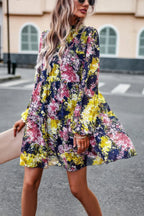 Floral Print Tiered Sleeve Ruffle Hem Smock Dress | Mixtshop LLC