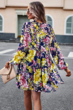 Floral Print Tiered Sleeve Ruffle Hem Smock Dress | Mixtshop LLC