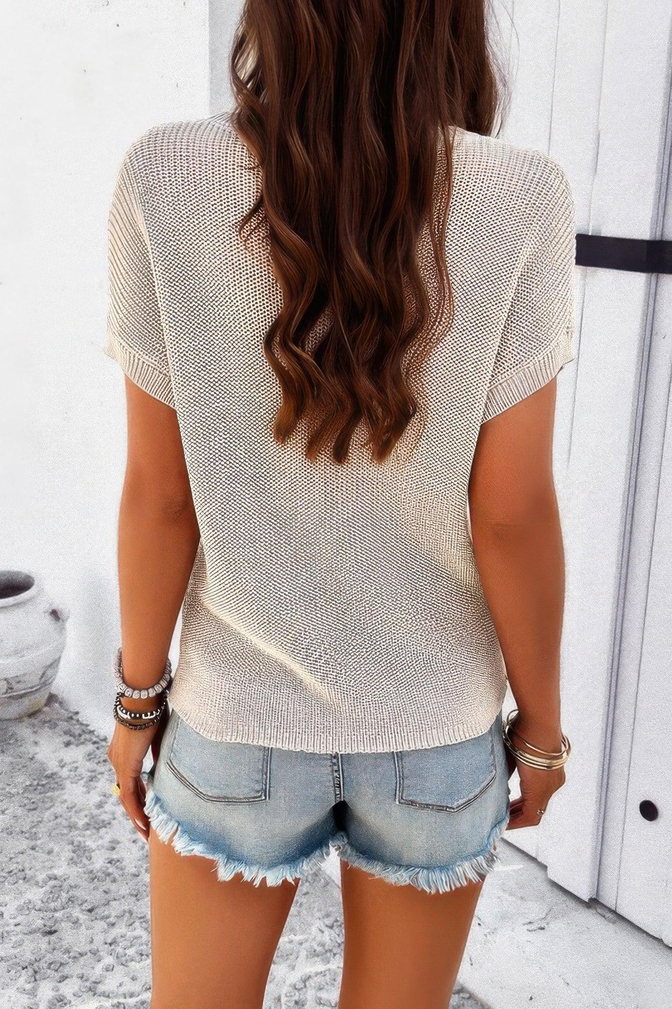 Pocket Knit Round Neck Loose Pullover Sweater | Mixtshop LLC