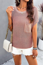 Pocket Knit Round Neck Loose Pullover Sweater | Mixtshop LLC