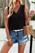 V Neck Sleeveless Tank Loose Solid Top | Mixtshop LLC