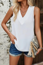 V Neck Sleeveless Tank Loose Solid Top | Mixtshop LLC