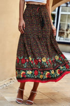 High Rise Drawstring Ruffled Maxi Skirt | Mixtshop LLC