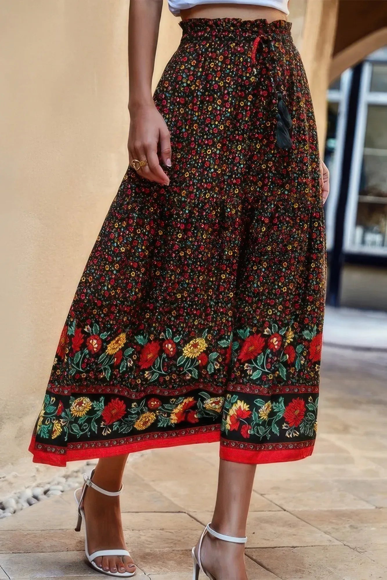 High Rise Drawstring Ruffled Maxi Skirt Secondary image