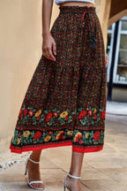 High Rise Drawstring Ruffled Maxi Skirt | Mixtshop LLC