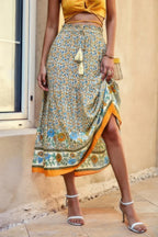 High Rise Drawstring Ruffled Maxi Skirt | Mixtshop LLC