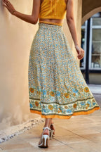High Rise Drawstring Ruffled Maxi Skirt | Mixtshop LLC