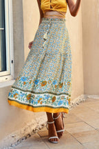 High Rise Drawstring Ruffled Maxi Skirt | Mixtshop LLC