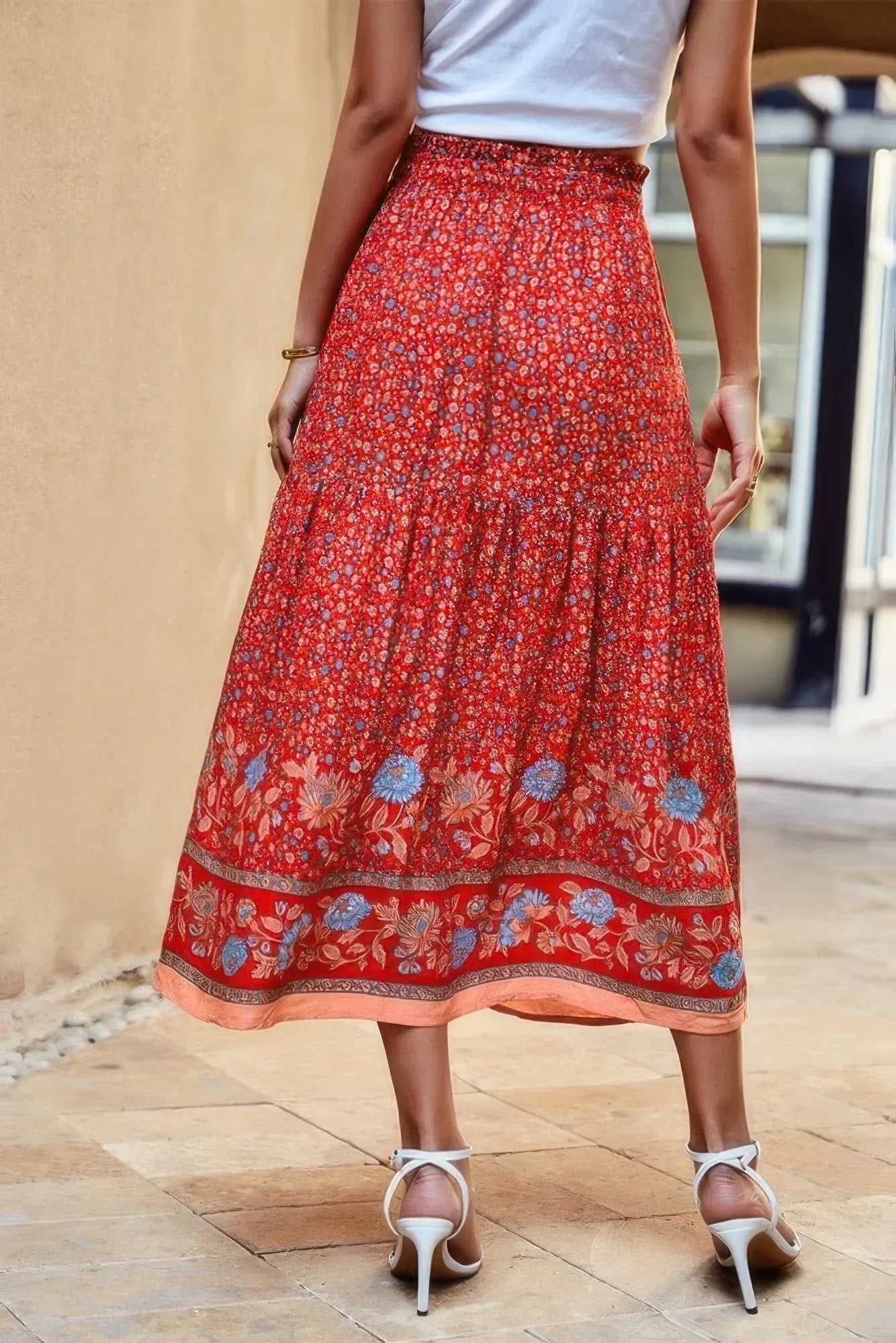 High Rise Drawstring Ruffled Maxi Skirt | Mixtshop LLC