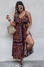 Plus Size Floral Belted Cami Boho Long Dress | Mixtshop LLC