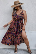 Plus Size Floral Belted Cami Boho Long Dress | Mixtshop LLC