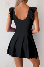 Solid Ruffle Knot Square Neck Fit Swim Dresses | Mixtshop LLC