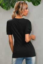 Solid Round Neck Puff Sleeve T-shirt | Mixtshop LLC