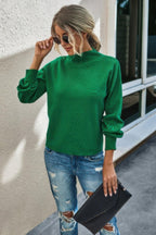 Drop Shoulder Solid Mock Neck Classic Knitted Sweater | Mixtshop LLC