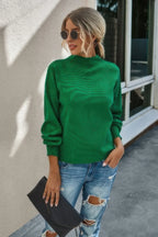 Drop Shoulder Solid Mock Neck Classic Knitted Sweater | Mixtshop LLC