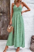 Floral Boho Tie Sleeveless High Waist Maxi Dress | Mixtshop LLC