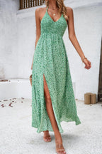 Floral Boho Tie Sleeveless High Waist Maxi Dress | Mixtshop LLC