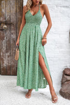 Floral Boho Tie Sleeveless High Waist Maxi Dress | Mixtshop LLC