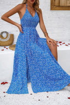 Floral Boho Tie Sleeveless High Waist Maxi Dress | Mixtshop LLC
