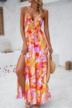 Floral Boho Tie Sleeveless High Waist Maxi Dress | Mixtshop LLC