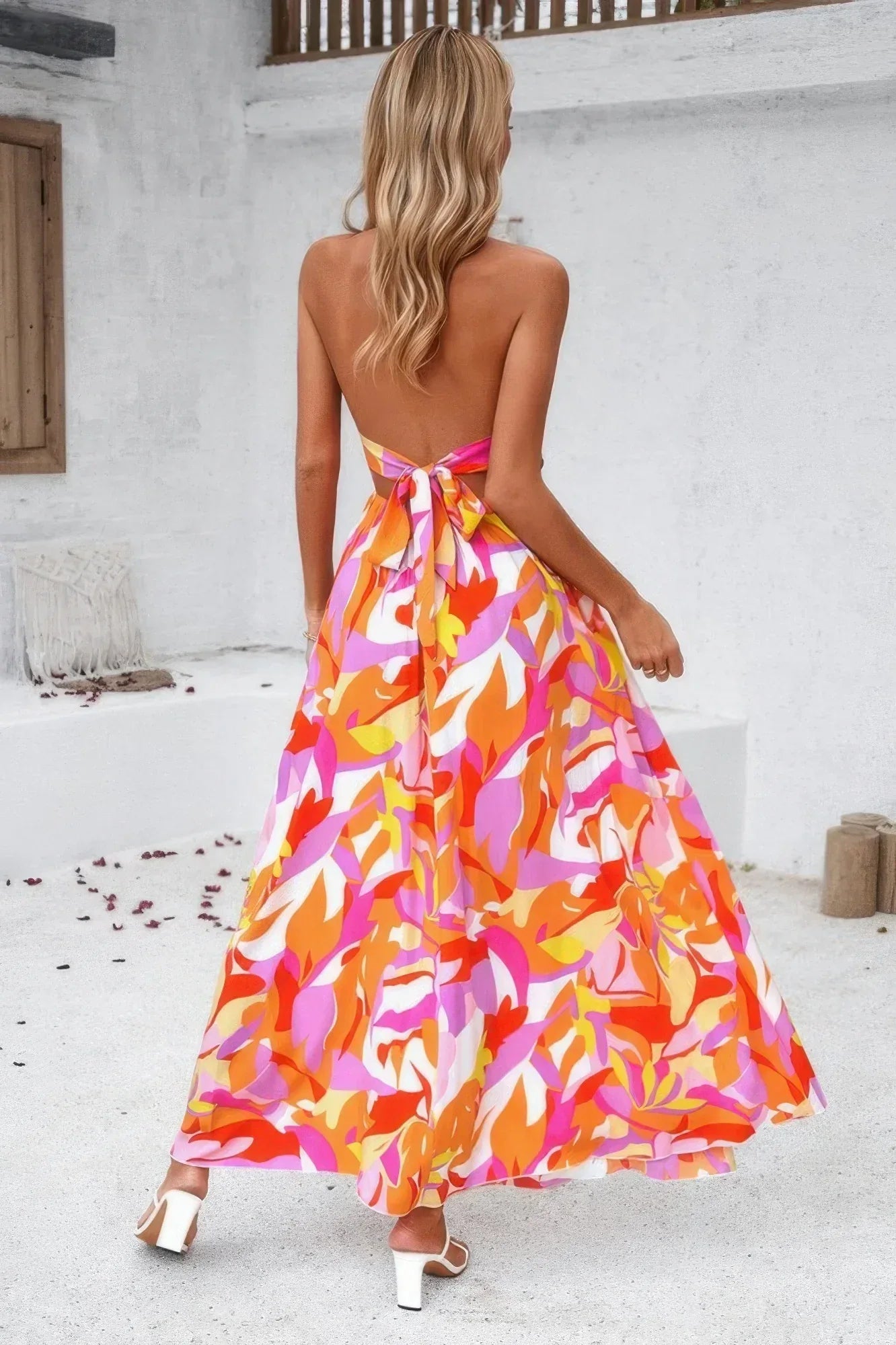 Floral Boho Tie Sleeveless High Waist Maxi Dress | Mixtshop LLC
